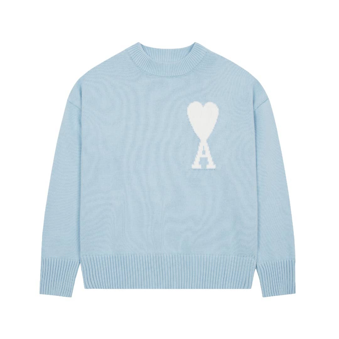 Pull Col Rond Ami Bleu en laine