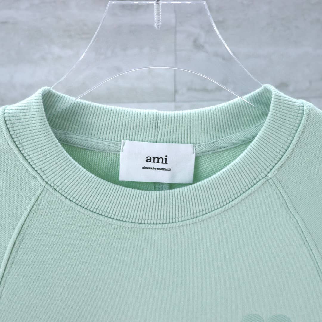 Pull Noir vert clair col rond Ami