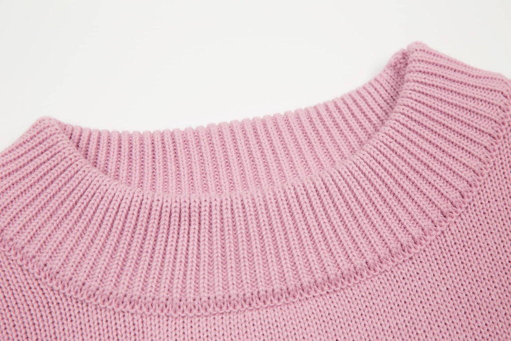 Pull Col Rond Ami Rose en laine