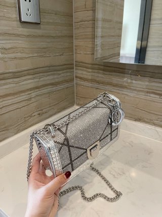 Sac Dior Diorama (Argenté) 21cm