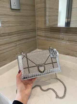 Sac Dior Diorama (Argenté) 21cm